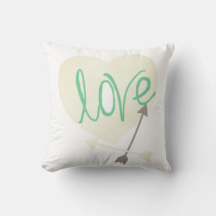Funky Love Heart Arrows Throw Pillow Cushion