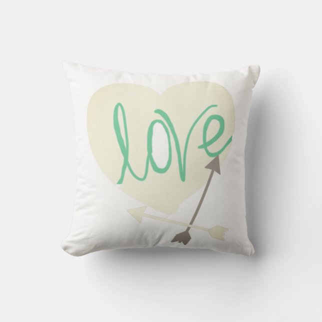Funky Love Heart Arrows Throw Pillow Cushion (Front)