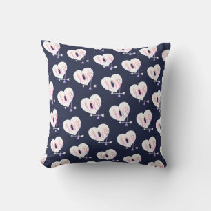 Funky Love Heart Arrows Throw Pillow Cushion