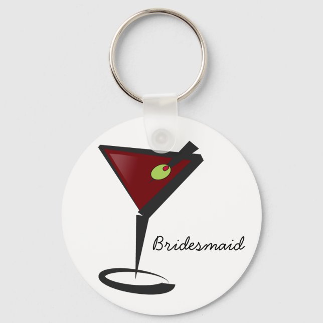 Funky martini Fun Bridesmaid Favours Key Ring (Front)