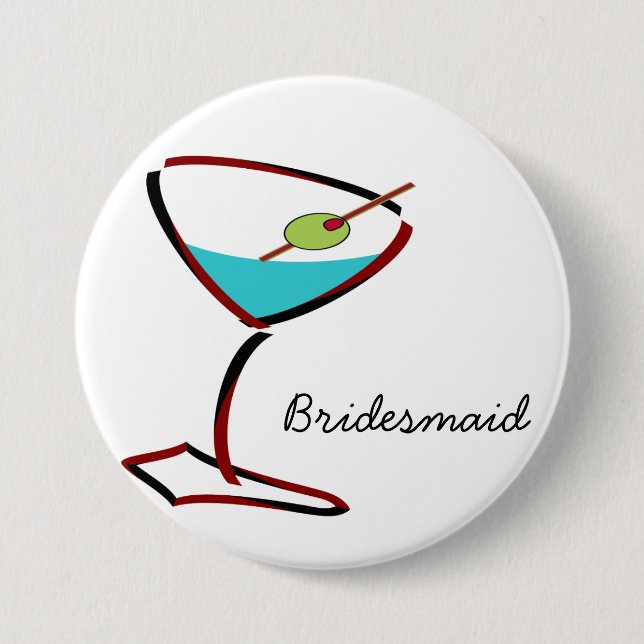 Funky martini red Bridesmaid Favours 7.5 Cm Round Badge (Front)