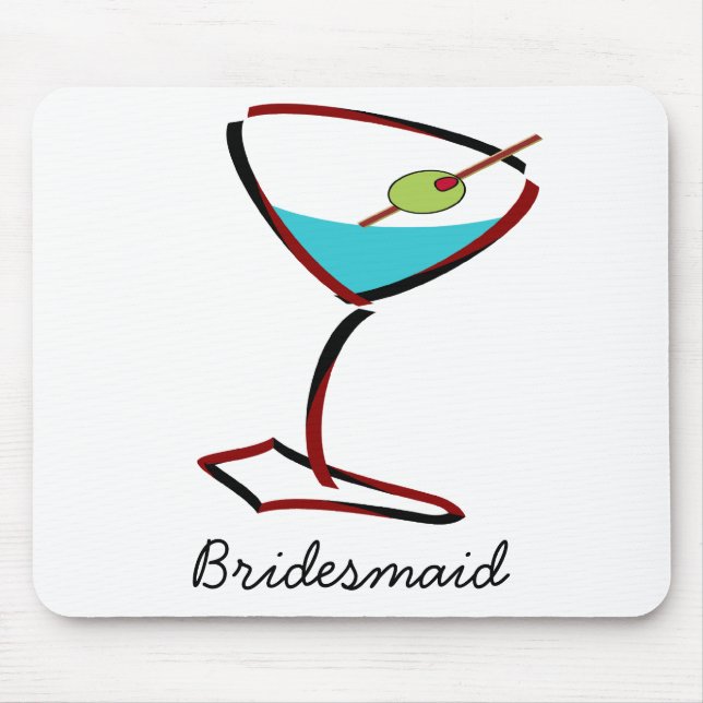 Funky martini red Bridesmaid Favours Mouse Mat (Front)