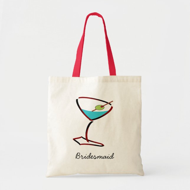Funky martini red Bridesmaid Favours Tote Bag (Front)