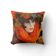 Funky Mask Carnival Throw Pillow