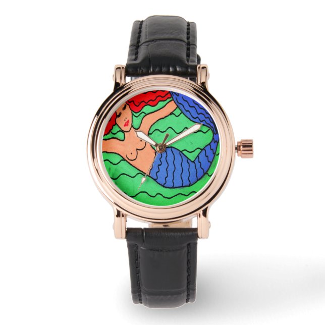 Funky Mermaid Abstract Art to Wear Watch (Front)