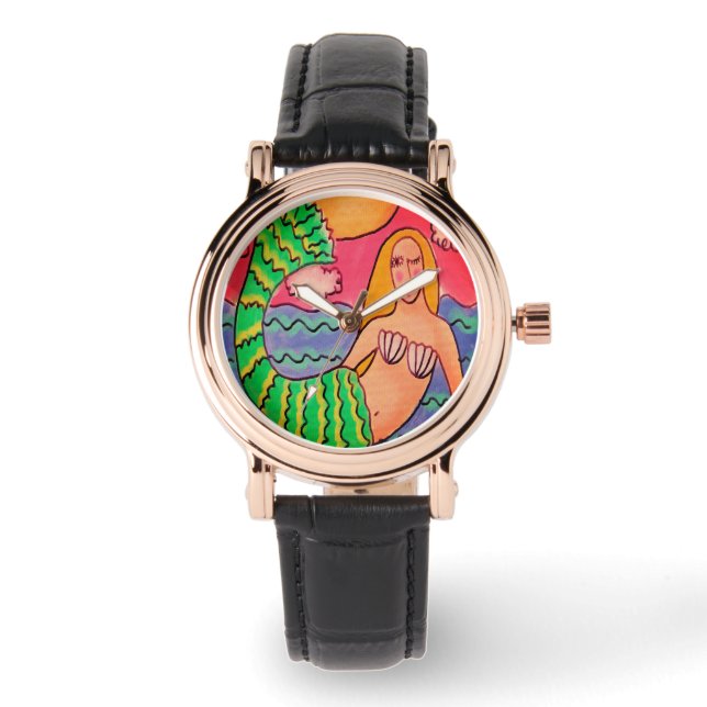 Funky Mermaid Abstract Art to Wear Watch (Front)