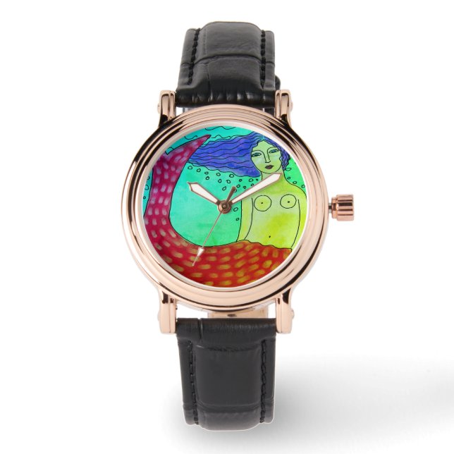 Funky Mermaid Abstract Art Watch (Front)