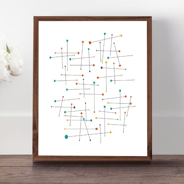 Funky Mid Century Lines And Dots Retro Poster (Creator Uploaded)