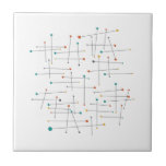 Funky Mid Century Lines And Dots Throwback Tile<br><div class="desc">This funke mid century modern ceramic tile,  with it's lines and colourful dots,  is sure to add a little retro fabulous to your decor!</div>