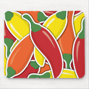 Funky mixed chilli peppers mouse mat