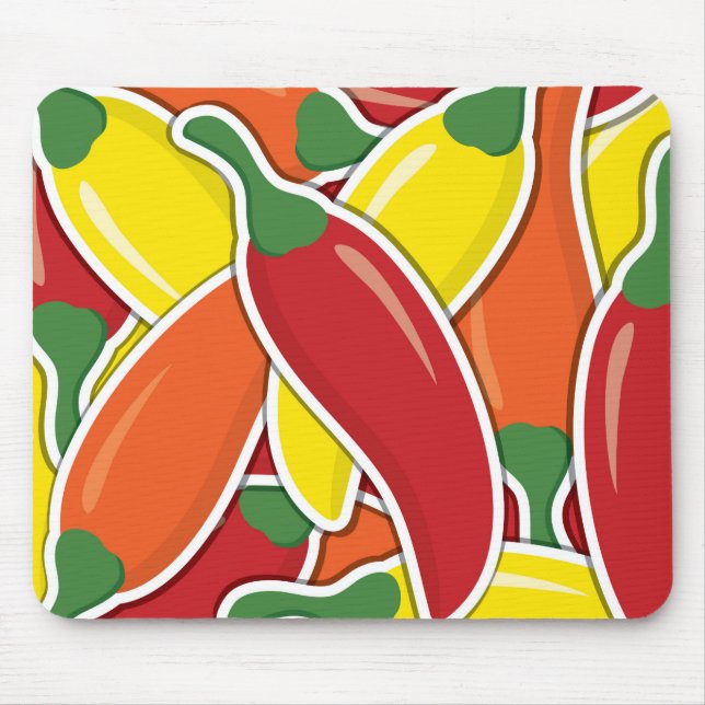 Funky mixed chilli peppers mouse mat (Front)