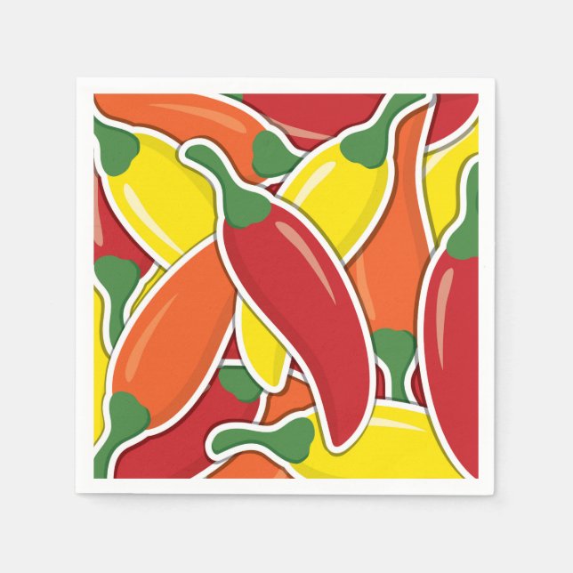 Funky mixed chilli peppers napkin (Front)