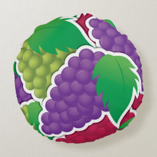 Funky mixed grapes round cushion
