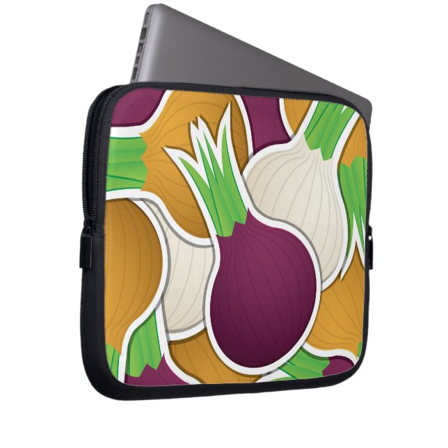 Funky mixed onions laptop sleeve (Front Right)