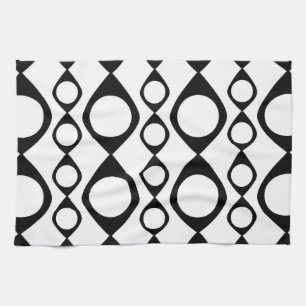 Funky MOD Retro Black & White Pattern Tea Towel