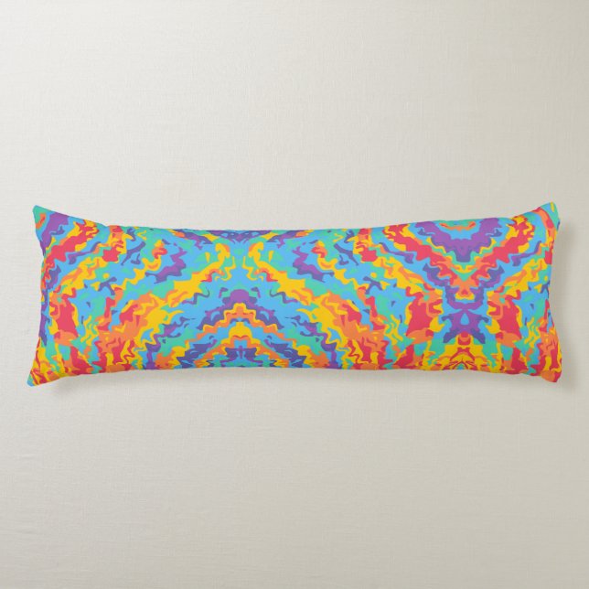 Funky modern colourful rainbow body pillow cover (Front)
