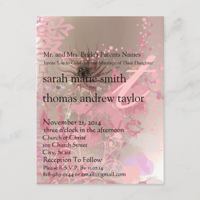 Funky Modern Monogram  Wedding Invitation (Front)