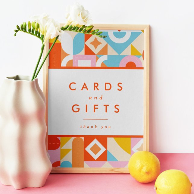 Funky Modern Orange Baby Shower Cards & Gifts Sign (Creator Uploaded)