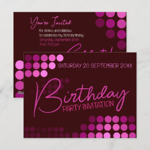 Funky Modern Pink Party Birthday Postcard