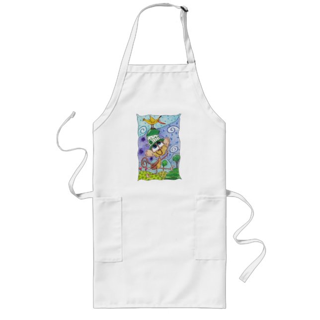Funky Monkey and Banana Bird Long Apron (Front)