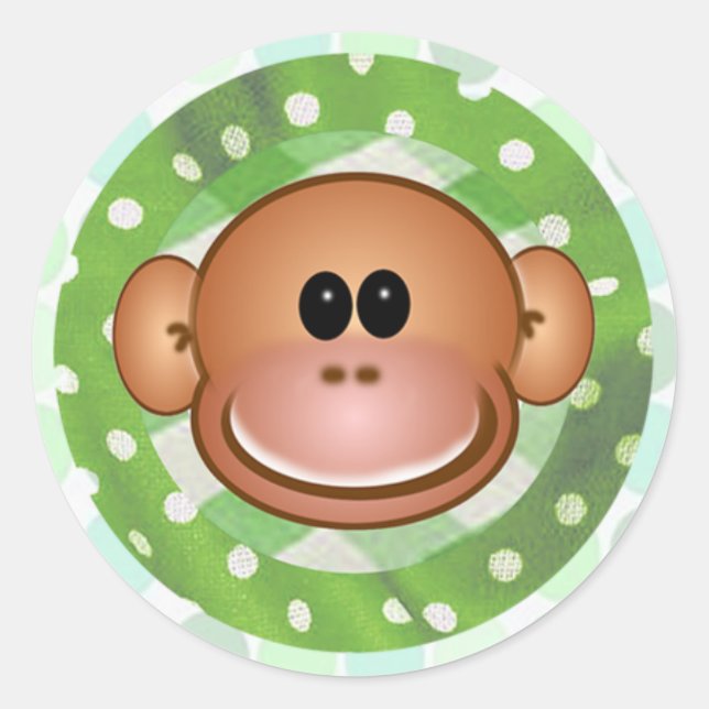 Funky Monkey Classic Round Sticker (Front)