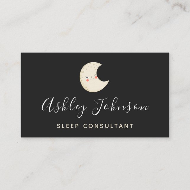 Funky Moon Sleep Consultant Simple Elegant Night Business Card (Front)