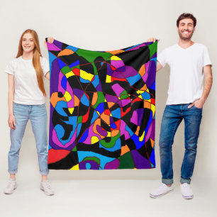 Funky mosaic style in deep vibrant colours fleece blanket