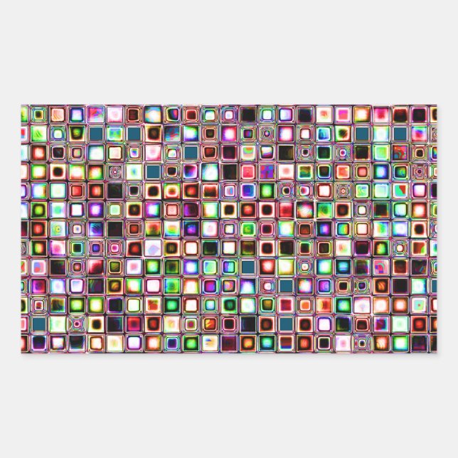 Funky Mosaic Tiles Pattern With Jewel Tones Rectangular Sticker (Front)