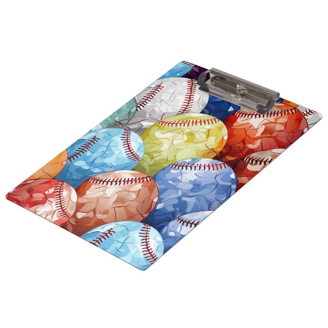 Funky Multi Coloured Baseballs Clipboard (Angled)