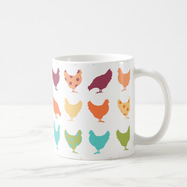 Funky Multi-coloured Chicken Pattern Coffee Mug (Right)