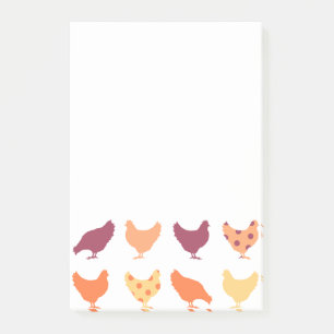Funky Multi-coloured Chicken Pattern Post-it Notes
