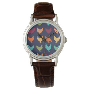 Funky Multi-coloured Chicken Pattern Watch