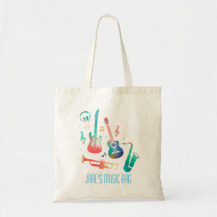 Funky Music colourful musical instruments Tote Bag