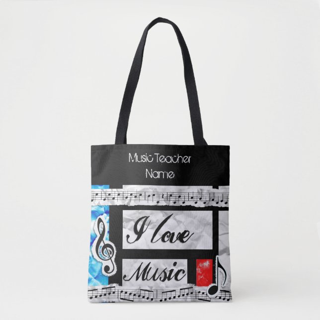 Funky Music Teacher Tote Personalized (Front)