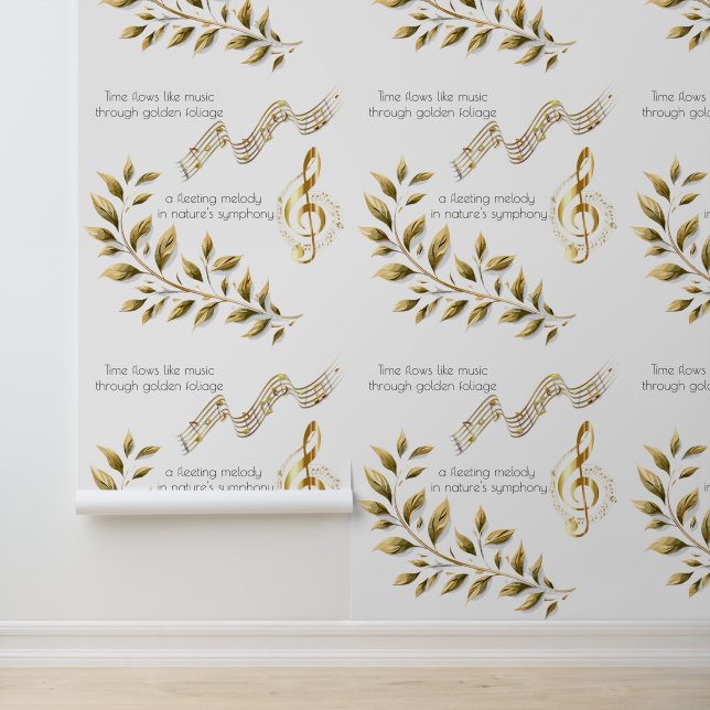 Funky Musical Notes with Golden Foliage Wallpaper (Application)