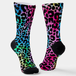 Funky Neon Colorful Leopard Print Socks