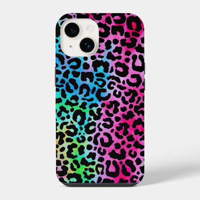 Funky Neon Colourful Leopard Print iPhone Case (Back)