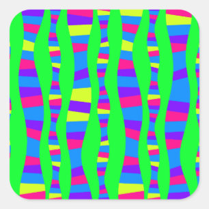 Funky Neon Colours Retro Modern Pattern Psychedeli Square Sticker
