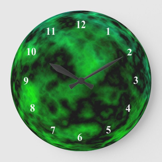 Funky Neon Green Emerald Halloween Abstract Large Clock (Front)