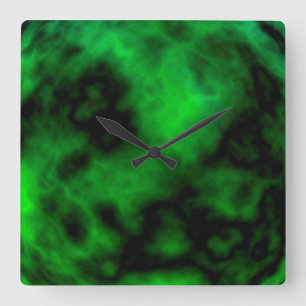 Funky Neon Green Emerald Halloween Abstract Square Wall Clock