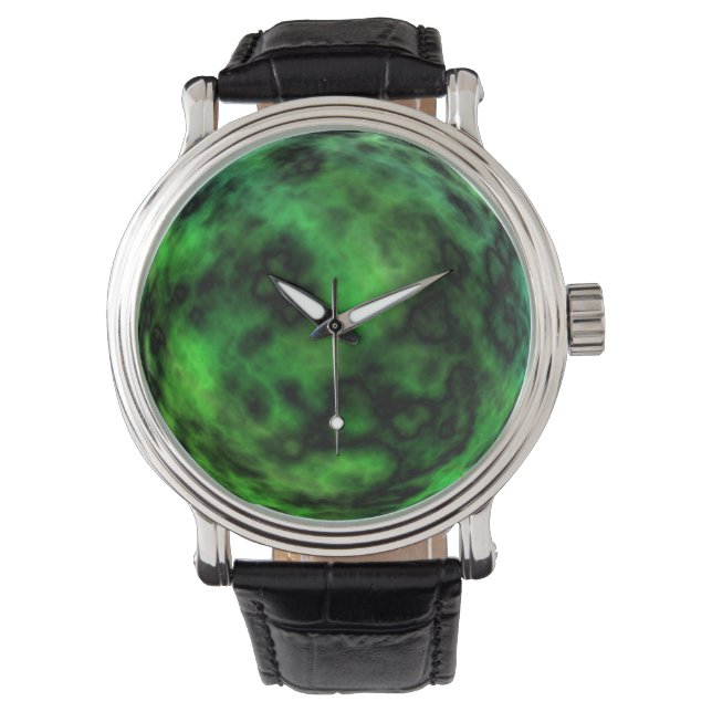 Funky Neon Green Emerald Halloween Abstract Watch (Front)