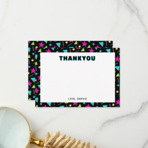Funky Neon Memphis Pattern Retro Birthday Party Thank You Card