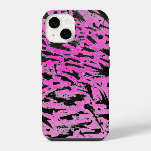 Funky Neon Pink and Black Print iPhone 14 Case