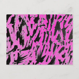 Funky Neon Pink and Black Print Postcard