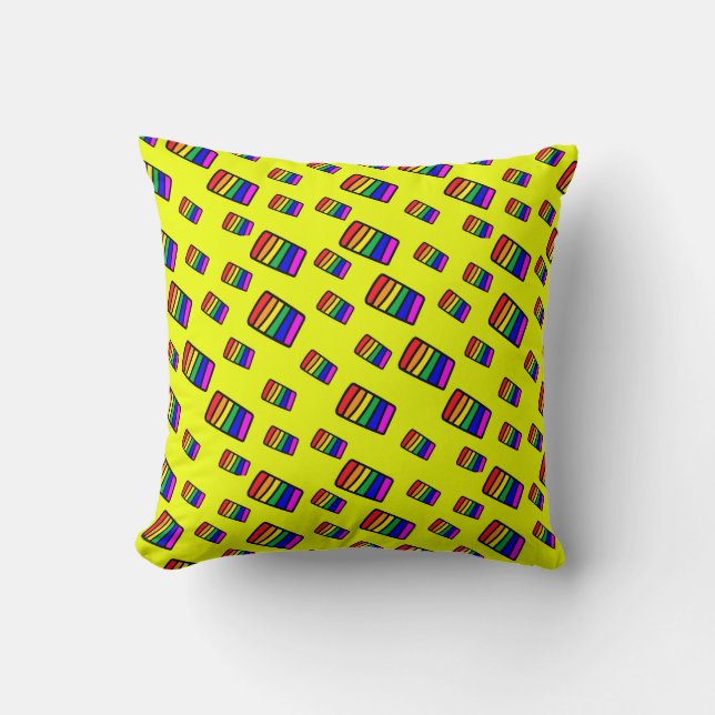 Funky Neon Rainbow Block Pattern Cushion (Front)