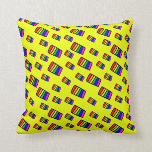Funky Neon Rainbow Block Pattern Cushion