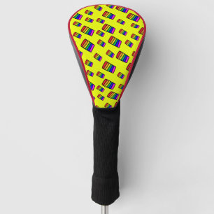 Funky Neon Rainbow Block Pattern Golf Head Cover