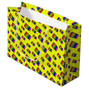 Funky Neon Rainbow Block Pattern Large Gift Bag