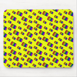 Funky Neon Rainbow Block Pattern Mouse Mat