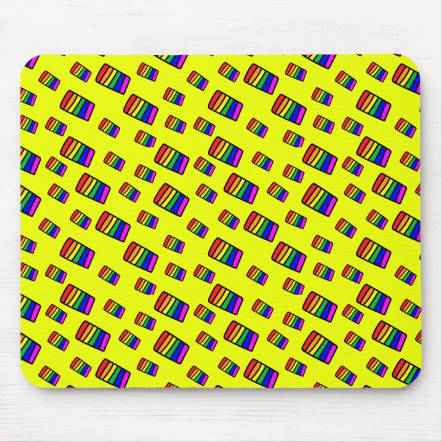 Funky Neon Rainbow Block Pattern Mouse Mat (Front)